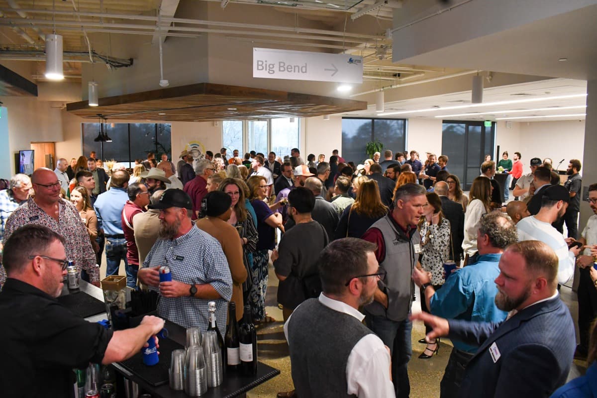 Chamber networking mixer — professionals mingling